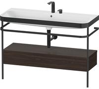 Set Duravit Happy D.2 Plus con consola metálica y cajón, 1175x490mm, 2 agujeros para grifo, HP4744E69690000, Color: Nogal cepillado Chapa de madera auténtica