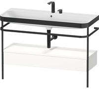 Set Duravit Happy D.2 Plus con consola metálica y cajón, 1175x490mm, 2 agujeros para grifo, HP4744E84840000, Color: Decoración blanco supermate