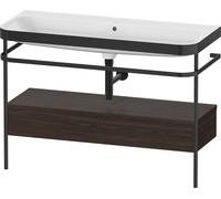 Set Duravit Happy D.2 Plus con consola metálica y cajón, 1175x490mm, sin agujero para grifo, HP4744N69690000, Color: Nogal cepillado Chapa de madera auténtica
