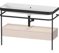 Set Duravit Happy D.2 Plus con consola metálica y cajón, 1175x490mm, sin agujero para grifo, HP4744N83830000, Color: Decoración supermate color topo