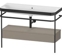 Set Duravit Happy D.2 Plus con consola metálica y cajón, 1175x490mm, sin agujero para grifo, HP4744N92920000, Color: Gris piedra Seda Barniz mate