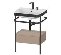Set Duravit Happy D.2 Plus con consola metálica y cajón, 575x490mm, 2 agujeros para grifo, HP4740E7575, Color: Decoración de lino