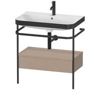 Set Duravit Happy D.2 Plus con consola metálica y cajón, 775x490mm, 1 agujero para grifo, HP4742O7575, Color: Decoración de lino