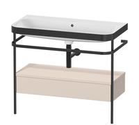 Set Duravit Happy D.2 Plus con consola metálica y cajón, 975x490mm, sin agujero para grifo, HP4743N8383, Color: Decoración supermate color topo
