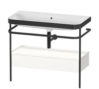 Set Duravit Happy D.2 Plus con consola metálica y cajón, 975x490mm, sin agujero para grifo, HP4743N8484, Color: Decoración blanco supermate