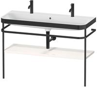 Set Duravit Happy D.2 Plus con soporte metálico, 1175x490mm, 1 agujero para grifo, HP4759O22220000, Color: Decoración blanca de alto brillo