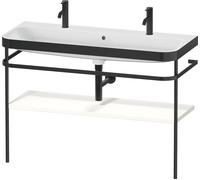Set Duravit Happy D.2 Plus con soporte metálico, 1175x490mm, 1 agujero para grifo, HP4759O36360000, Color: Blanco seda lacado mate