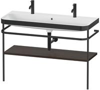 Set Duravit Happy D.2 Plus con soporte metálico, 1175x490mm, 1 agujero para grifo, HP4759O69690000, Color: Nogal cepillado Chapa de madera auténtica