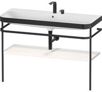 Set Duravit Happy D.2 Plus con soporte metálico, 1175x490mm, 2 agujeros para grifo, HP4739E22220000, Color: Decoración blanca de alto brillo