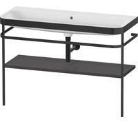 Set Duravit Happy D.2 Plus con soporte metálico, 1175x490mm, sin agujero para grifo, HP4739N80800000, Color: Decoración grafito supermate