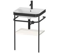 Set Duravit Happy D.2 Plus con soporte metálico, 575x490mm, 1 agujero para grifo, HP4735O2222, Color: Decoración blanca de alto brillo