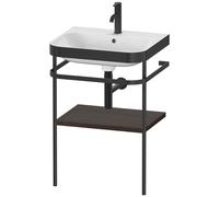 Set Duravit Happy D.2 Plus con soporte metálico, 575x490mm, 1 agujero para grifo, HP4735O6969, Color: Nogal cepillado Chapa de madera auténtica