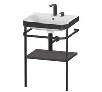 Set Duravit Happy D.2 Plus con soporte metálico, 575x490mm, 2 agujeros para grifo, HP4735E8080, Color: Decoración grafito supermate