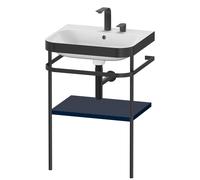 Set Duravit Happy D.2 Plus con soporte metálico, 575x490mm, 2 agujeros para grifo, HP4735E9898, Color: Seda azul noche lacado mate