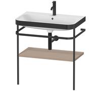 Set Duravit Happy D.2 Plus con soporte metálico, 775x490mm, 1 agujero para grifo, HP4737O7575, Color: Decoración de lino