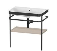 Set Duravit Happy D.2 Plus con soporte metálico, 775x490mm, sin agujero para grifo, HP4737N6060, Color: Seda topo laca mate