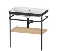 Set Duravit Happy D.2 Plus con soporte metálico, 775x490mm, sin agujero para grifo, HP4737N7171, Color: Roble mediterráneo Chapa de madera auténtica