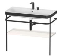 Set Duravit Happy D.2 Plus con soporte metálico, 975x490mm, 2 agujeros para grifo, HP4738E2222, Color: Decoración blanca de alto brillo