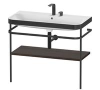 Set Duravit Happy D.2 Plus con soporte metálico, 975x490mm, 2 agujeros para grifo, HP4738E6969, Color: Nogal cepillado Chapa de madera auténtica