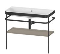 Set Duravit Happy D.2 Plus con soporte metálico, 975x490mm, sin agujero para grifo, HP4738N9292, Color: Gris piedra Seda Barniz mate