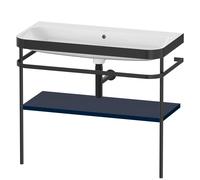 Set Duravit Happy D.2 Plus con soporte metálico, 975x490mm, sin agujero para grifo, HP4738N9898, Color: Seda azul noche lacado mate