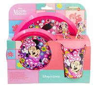 SET EASY 5 PCS (PLATO, CUENCO, VASO Y CUBIERTOS) EN CAJA MINNIE BOLD FLORALS