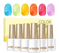Set Esmalte Gel - 6 Piezas Gel Uñas Traslúcido | Purpurina Soñadora Helada Ráfaga Solar, Cosmética Gradiente Larga Duración Para Mujeres Principiantes, Salón Casa, Boda, Playa, Viaje, Cita