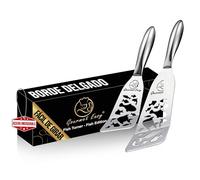 Set espátula cocina acero inoxidable | 1 espátula cocina grande para pescado + 1 espátula pequeña con mango ergonómico | Espátulas resistentes ideales para regalo