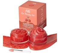 Set Exfoliador y Bálsamo Labial ANAiRUi Cereza Vitamina E, Scrub Glow & Mascarilla Nocturna para Labios Agrietados, Secos, Resecos - Productos de Tratamiento Labial Hidratantes de Líneas Labiales