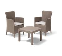 Set Salón de Jardín Efecto Ratán Compuesto De Mesa Y Dos Sillones