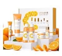 Set Facial Vitamina C Mujer, 6 Piezas Kit Cuidado Facial Viaje | con Limpiador, Tónico, Sérum, Crema de Ojos y Crema Facial, Rutina Diaria Hidratante para Mujeres y Adolescentes
