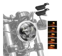 Set Faro LED 5,75" neg + Intermitentes LED de manillar TS4 para Harley Davidson