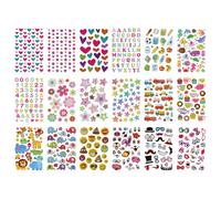Set Figuras Adhesivas Plástico Brillo Con Relieve Animales Fixo Kids
