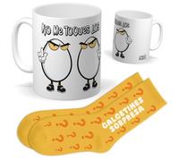 Set frases con humor | Taza no me toques los huevos + Calcetines Sorpresa | Regalo Original y Divertido para Hombre o Mujer | Cumpleaños, Navidad, Amigos, Parejas, Familiares y Celebraciones
