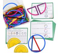 Set GeoStix Deluxe de edxeducation: aprende geometr a con 100 varillas de construcci n flexibles, incluye 2 transportadores y tarjetas de activid