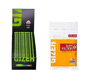 Set Gizeh - 20 filtros delgados de cigarrillos Gizeh y 20 x papel de liar negro Gizeh