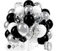 Set Globos Blanco Negro Plateado 50 Piezas con Confeti Plateado 30cm Globos Cumpleaños Decoracion Fiesta Arco Globos Guirnalda Elegante Boda Aniversario Plata Graduacion