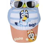 Set Gorra y Gafas de Sol de Bluey - Color Azul y Marrón - Protección UV 400 y Filtro de Categoría 3 - Gorra Infantil con Velcro Ajustable - Producto Original Diseñado en España