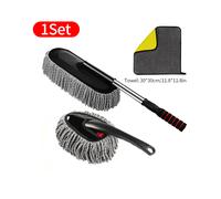 (Set grigio da 3 pezzi) Mocio per autolavaggio in metallo senza cuciture con manico scalabile, spazzola