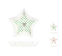 Set H&H Nuevo You&me 6 Platos Estrella, Nueva Porcelana De Hueso, 9x7.5cm