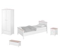Set Infantil Completo 4-Piezas Blanco Rosa Colchón 90x200cm 76510195