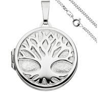 Set Joyería Medallón 2 Fotos Árbol de La Vida Cadena Panzer Plata 925 60cm