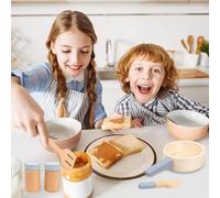 Set Juguete Cocina - 10 Piezas Cocina De Madera para Niños | Cocinas Juego | Ollas Y Sartenes De Madera, Juegos Educativos, Coordinación Mano-, Niñas Y Niños