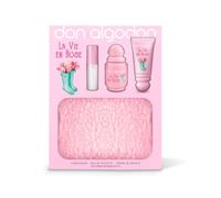 Set La Vie en Rose Don Algodón Mujer Mini Incluye la fragancia La Vie en Rose 30 ml, iluminador, crema de manos perfumada y un encantador neceser de borreguito.