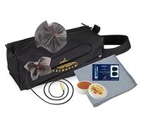 Set Lechgold para Saxofón Alto y Tenor: 4 placas de mordida, 2 paños de limpieza, grasa para corcho, paño para plata, microfibra y bolsa resistente con asa.