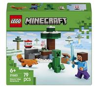 LEGO Minecraft La Aventura de Steve en la Taiga - Minifiguras de Steve con Espada de Diamantes, Creeper, Zorro y Conejo de Juguete - Regalo Gamer para Niños y Niñas de 6+ Años - 21583