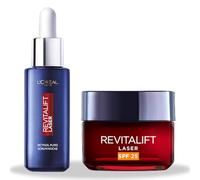 Set L'Oréal Paris Revitalift Laser Sérum de Noche con Retinol Puro, 30 ml + L'Oréal Paris Revitalift Láser Triple Acción Crema de Día Nº1 Anti-Edad Protección Solar SPF25 con Pro-Retinol, 50 ml