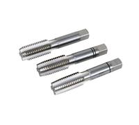 set macho manual - m20 x 2.50 mm, compuesto por 3 unidades, fabricados en acero, ideal para roscado y perforación en metal.