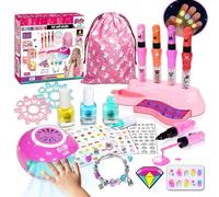 Set Manicura Niñas, Juegos Salón Pintauñas Fluorescente, Kit de Arte de uñas para Niños, Juegos de Salón Manicura Fluorescente para Niños, Regalo Niña 66-12 Años Cumpleaños