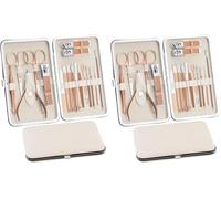 Set Manicura Pedicura 18 piezas, Cuidado de Uñas Mujer Hombre, kit de Cortaúñas Profesional de Acero Inoxidable, Estuche de uñas (oro rosa) (Paquete de 2)